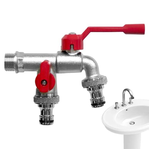 Monozoz Wasserzapfhahn für den Außenbereich | Garten Wasserschlauch Splitter | Rostfreier Innenhof Doppelauslass Wasserzapfhahn für Waschmaschine, Gartenschlauchanschluss Monozoz Wasserzapfhahn für den Außenbereich | Garten Wasserschlauch Splitter | Rostfreier Innenhof Doppelauslass Wasserzapfhahn für Waschmaschine, Gartenschlauchanschluss von Monozoz