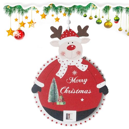 Monozoz Weihnachts-Countdown-Uhr, Wanddekoration, Weihnachtsschmuck, Haustür-Kalender, Zahlen-Datumsdekoration, Weihnachtsschmuck für Erwachsene, Kinder von Monozoz