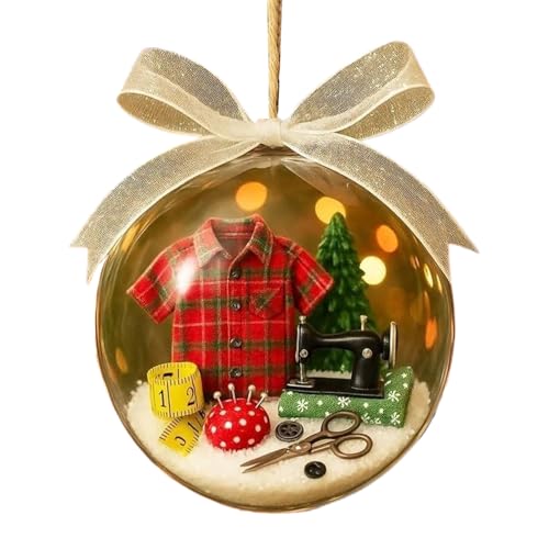Monozoz Weihnachts-Schneekugel Baumschmuck – saisonale Näh-Schneekugel Ornament | hängende Weihnachtskugel-Dekoration für Büro, Garten, Kunst, Schule, Bauernhaus, Balkon, Terrasse, Schneiderei von Monozoz