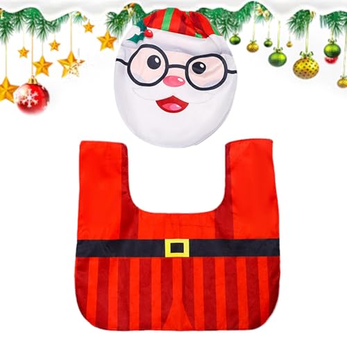 Monozoz Weihnachts-Toilettensitzbezug Dekorationen – weiche WC-Matten mit dekorativem Deckelbezug, Weihnachtsdekoration, WC-Sitzbezug und Teppich für Zuhause, Einkaufszentrum, Café, Restaurant von Monozoz