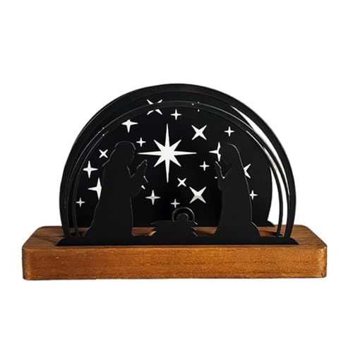 Monozoz Weihnachtskerzenhalter Metall Hohl Weihnachten Kerzenständer Dekorativer Kerzenständer Urlaub Kerzenhalter mit Holzsockel für Esstische Bücherregale von Monozoz