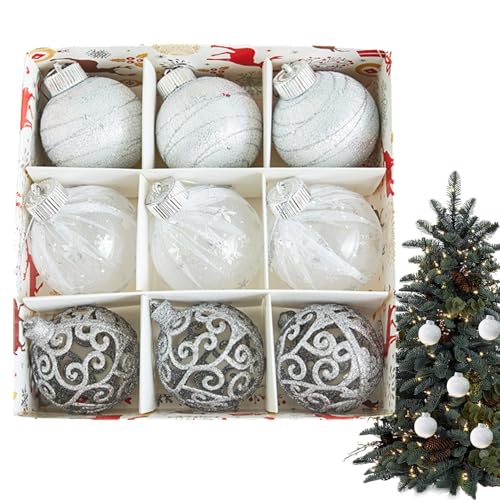Monozoz Weihnachtskugeln | Weihnachtskugel-Box, PVC-Behang, Baumkugeln, eleganter Weihnachtsbaumschmuck, Weihnachtsbaumkugel-Set für Heimbüros von Monozoz