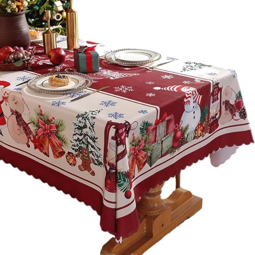 Monozoz Weihnachtstischläufer, Frohe Weihnachten, Tischdecke, 150 x 200 cm, wasserdicht, Urlaubsdekoration, Esstisch, Küchendekoration für Zuhause, Restaurants von Monozoz