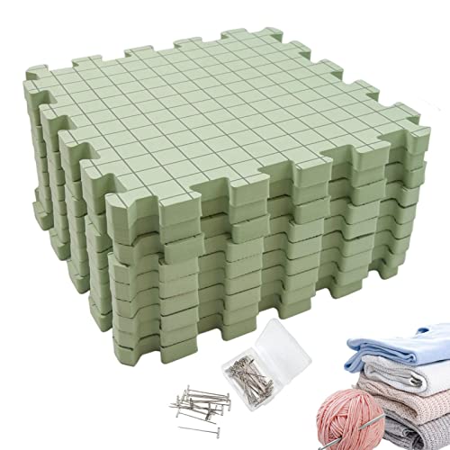 Spannmatten Set, Blocking Mats for Knitting Blockiermatten, Häkelschaummatten Blockiermatten, Dickes, Leichtes Gitterlinien Blockierbrett, 4/9 Schaumstoff Blockierungsmatten+50 T-Stifte von Monozoz
