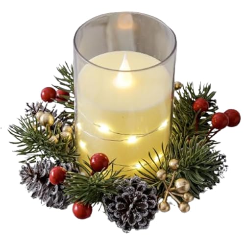 Weihnachtskerzenring, Adventskranz, Kerzenhalter, 20 cm, Weihnachts-Adventskranz, Kerzenhalter, künstliche Girlande, Kerzenring, robuster Konstruktionskranz, 4 Stück Weihnachtskerzenring, Adventskranz, Kerzenhalter, 20 cm, Weihnachts-Adventskranz, Kerzenhalter, künstliche Girlande, Kerzenring, robuster Konstruktionskranz, 4 Stück von Monozoz