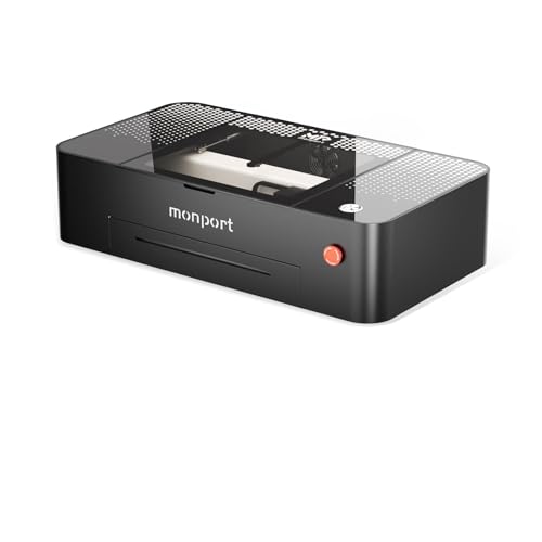Monport ONYX CO2 Laser Graviermaschine 55W Desktop Lasergravierer & Cutter mit Autofokus,5MP-Kamera,Rauchabsauger,460x290mm Arbeitsbereich,Lasergravurgerät für Holz Metall Silber Acryl von Monport