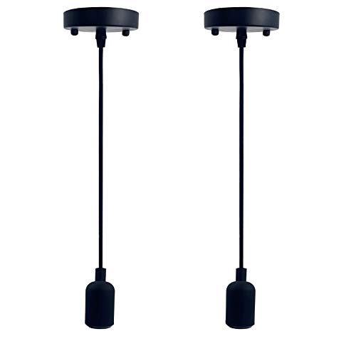 Metall Lampenaufhängung, E27 Lampenfassen mit Kabel, 100CM Schnurpendel, Pendelleuchte Kabel, ideal für Deckenbeleuchtung, Schwarz von Monsing