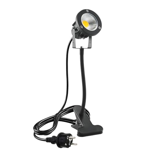 Monsing 7W LED Strahler mit Metallschlauch und Clip 2m Kabel mit Stecker Led Garten Beleuchtung Gartenleuchte Gartenstrahler Rasenstrahler IP65 Wasserdicht für Outdoor Hof Rasen (Cold White) von Monsing