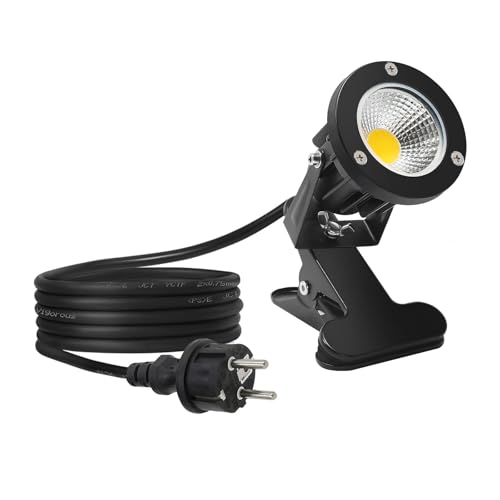 Monsing 7W LED Strahler weiß 6000K mit Clip 2m Kabel mit Stecker Led Garten Beleuchtung Gartenleuchte Gartenstrahler Rasenstrahler IP65 Wasserdicht für Outdoor Hof Rasen (Kaltweiß) von Monsing