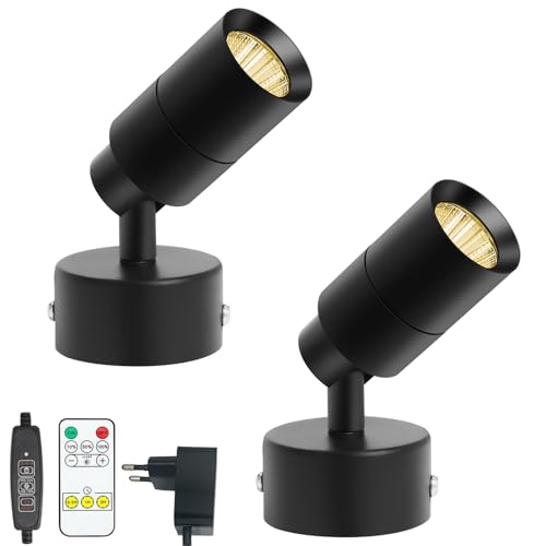 Monsing LED Spotlichter Schranklicht Bilderlichter Akzentlichter Wandlampe mit Schalter und Stecker 5W 3000K Dimm-Timing kabelloser Controller Uplit-Bodenstrahler,Pflanzenbild, Kunstwerk (Cold White) von Monsing