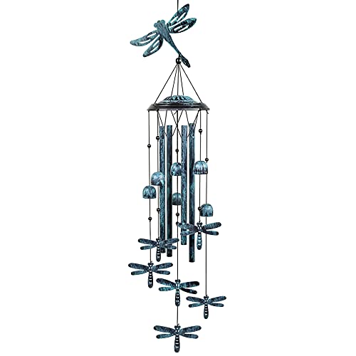 Monsiter QE Windspiel für den Außenbereich mit 4 Aluminiumrohren – Libellen-S-Haken, Windglocken zum Aufhängen, Dekoration für Terrasse, Garten, Hinterhof oder Veranda von Monsiter QE
