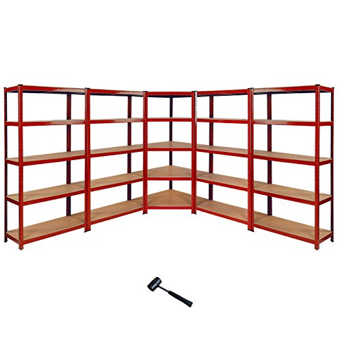 Monster Racking Sparangebot 1 x rotes Z-Rax Eckregal & 4 x rote Z-Rax Schwerlastregale Garagenregal Werkstattregal Stahlregal Industrieregal Kellerregal Steckregal Lagerregal schraubenlos 5er Set von Monster Racking