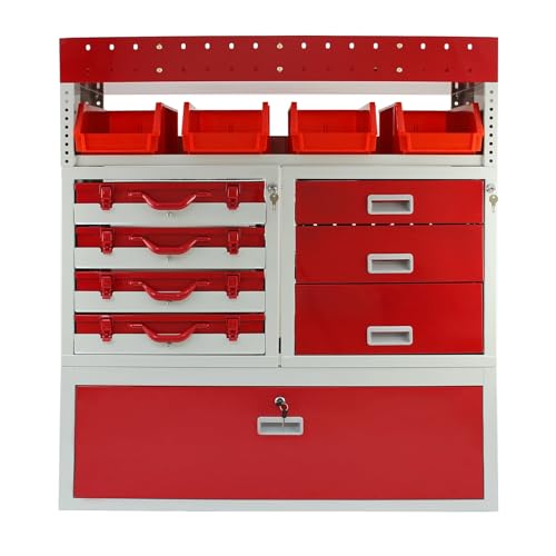 Monster Racking Storm Fahrzeugeinrichtung Fahrzeugausbau Lieferwagenregal Metallregal Werkstattwagen Transporter Regalsystem Racking Werkzeugregal Fahrzeugregal Transporterregal Rot von Monster Racking