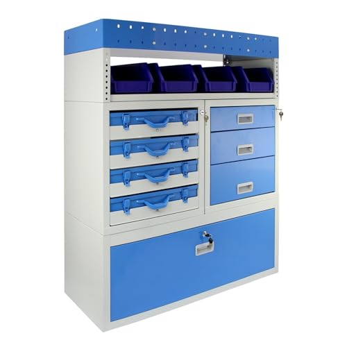Monster Racking Storm Fahrzeugeinrichtung Fahrzeugausbau Werkzeugaufbewahrung Fahrzeugregal Lieferwagenregal Regal Metallregal Werkstattwagen Transporter Regalsystem Racking Werkzeugregal Blau von Monster Racking