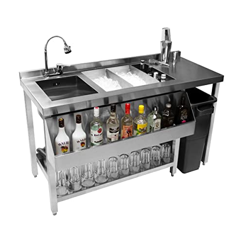 Cocktail Bar Station Theke Cocktailtheke Bartheke Cocktailbar Cocktail-Station Arbeitsplatz Arbeitsfläche 360 Grad Schwenkbarer Mischbatterie Wasserhahn Shaker Inklusiv Edelstahl Gastro Professionell von Monster Shop