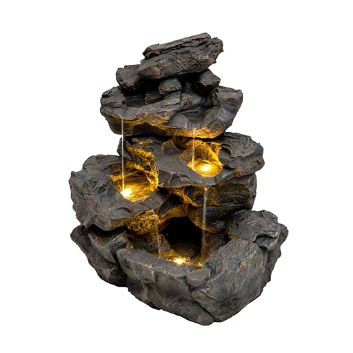 Kaskadierende Outdoor-Wasseranlage – Elektrischer Gartenbrunnen aus Zement in Grau – 3 warmweiße LED-Leuchten – Netzbetriebene Pumpe – Deko für Garten & Zuhause – Rustic Rapids – Reinigungsbürste Kaskadierende Outdoor-Wasseranlage – Elektrischer Gartenbrunnen aus Zement in Grau – 3 warmweiße LED-Leuchten – Netzbetriebene Pumpe – Deko für Garten & Zuhause – Rustic Rapids – Reinigungsbürste von Monster Shop