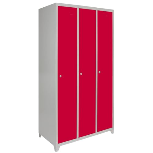 Monster Shop - 3 x breiter Fächerschrank Umkleideschrank Schließfachschrank Spind Garderobenschrank Stahlspind Stahlschrank Aufbewahrungsschrank Schrank Locker 180cm H x 90cm L x 50cm B Rot Monster Shop - 3 x breiter Fächerschrank Umkleideschrank Schließfachschrank Spind Garderobenschrank Stahlspind Stahlschrank Aufbewahrungsschrank Schrank Locker 180cm H x 90cm L x 50cm B Rot von Monster Shop