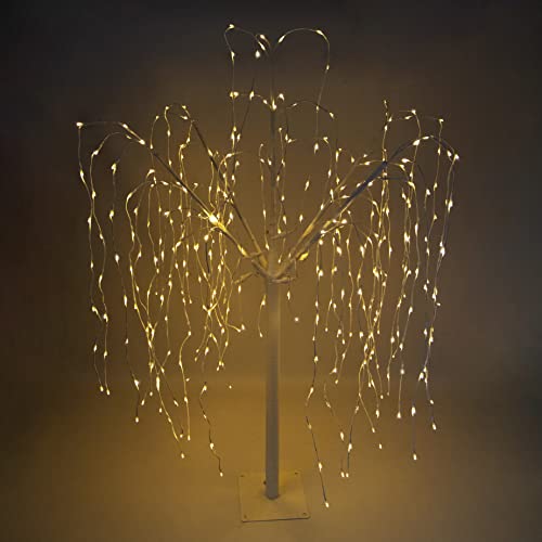 Monster Shop Beleuchteter Trauerweidenbaum 180cm LED-Trauerweide Weiß mit 400 warmweißen LEDs 8m Kabel 6/18 Stunden Zeitschaltuhr Timer von Monster Shop