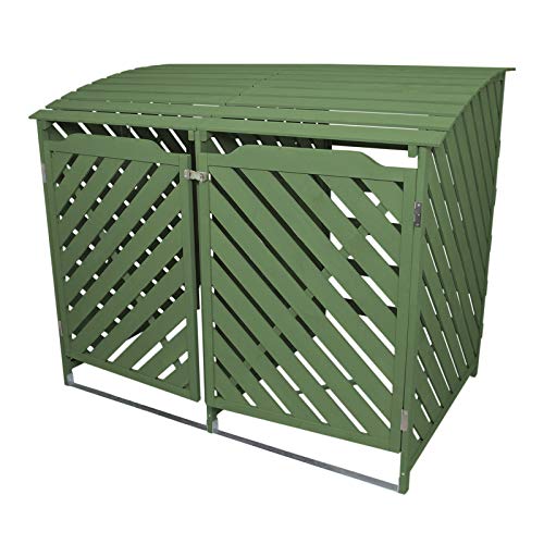 Mülltonnenbox 2er Tonnen Mülltonnenverkleidung Mülltonnenschrank Mülltonnenabdeckung Verkleidung Gartenbox Mülltonnenbox Gerätebox Schuppen für 2 x 240 L Garten Grün von Monster Shop