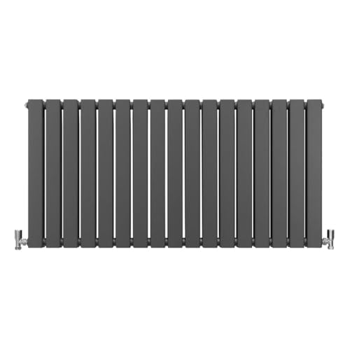 Paneelheizkörper Flachheizkörper Design Heizkörper Heizung 60cm x 119cm Anthrazit Grau Horizontal Heizgerät Doppellagig Wandheizkörper Küche Wohnzimmer Badezimmer Reinigungsbürste und Befestigungsset von Monster Shop