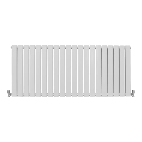 Paneelheizkörper Flachheizkörper Design Heizkörper Heizung 60cm x 140cm Glänzendes Weiß Horizontal Heizgerät Doppellagig Wandheizkörper Küche Wohnzimmer Badezimmer Reinigungsbürste und Befestigungsset von Monster Shop
