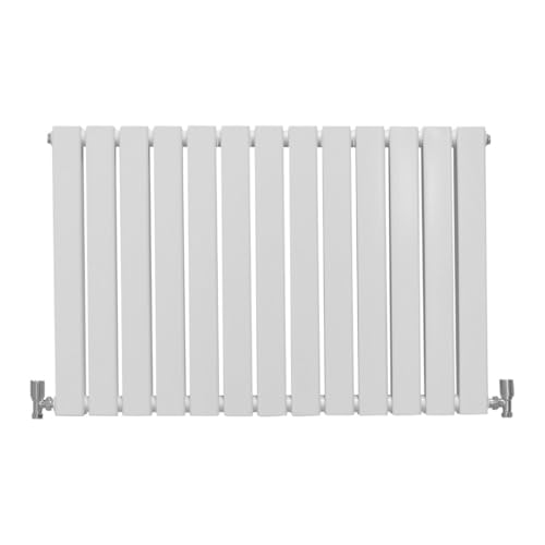 Paneelheizkörper Flachheizkörper Design Heizkörper Heizung 60cm x 91cm Glänzendes Weiß Horizontal Heizgerät Doppellagig Wandheizkörper Küche Wohnzimmer Badezimmer Reinigungsbürste und Befestigungsset von Monster Shop