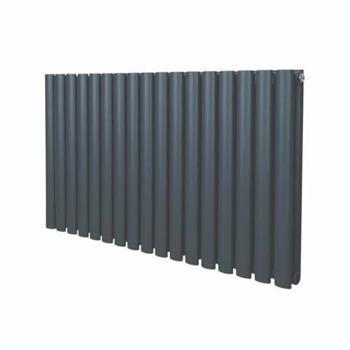 Röhrenheizkörper Oval 600 x 1020mm | Horizontaler Paneelheizkörper | Matt Anthrazit Grau Kohlenstoffstahl | Wohn- Badezimmer Küche [Inkl. Reinigungsbürste, Befestigungsset & Halterungen] von Monster Shop