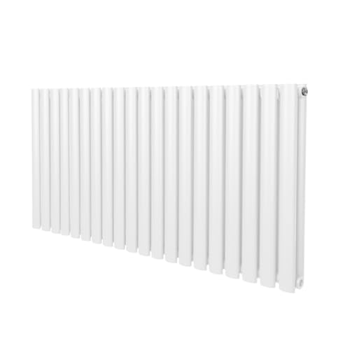 Röhrenheizkörper Oval 600 x 1200mm | Horizontaler Wandheizkörper Paneelheizkörper | Glänzend Weiß Kohlenstoffstahl | Wohn- Badezimmer Küche [Inkl. Reinigungsbürste, Befestigungsset & Halterungen] von Monster Shop