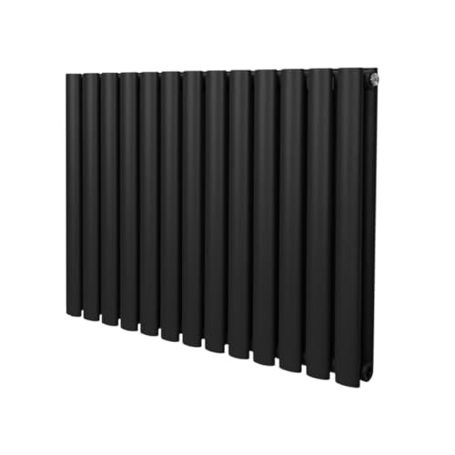 Röhrenheizkörper Oval 600 x 780mm | Horizontaler Wandheizkörper Paneelheizkörper | Matt Schwarz Kohlenstoffstahl | Wohn- Badezimmer Küche [Inkl. Reinigungsbürste, Befestigungsset & Halterungen] von Monster Shop