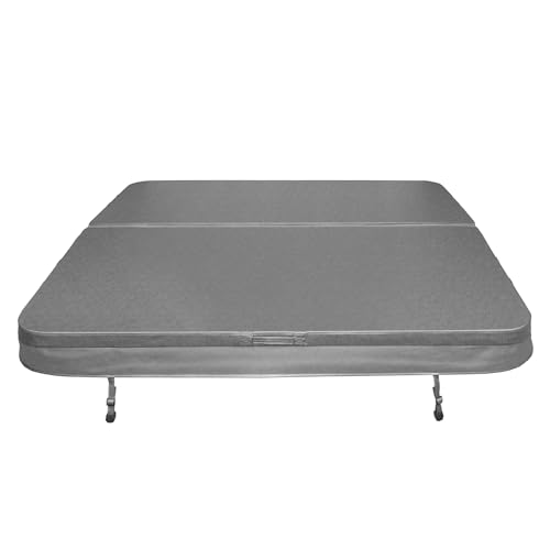 Whirlpool Abdeckung Spa Deckel 2,2m x 2,2m Sichere Outdoor-Schutzhülle Quadratisch Hardtop Wetterfest PVC-Leder UV-schimmel- und flammfest 4 x Abschließbare Gurte mit Schlüsseln 6 x Hebebügel – Grau von Monster Shop
