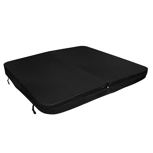 Whirlpool Abdeckung Spa Deckel 220x220cm Sichere Outdoor-Schutzhülle Quadratisch Hardtop Wetterfest PVC-Leder UV-schimmel- und flammfest 4 x Abschließbare Gurte mit Schlüsseln 6 x Hebebügel – Schwarz von Monster Shop