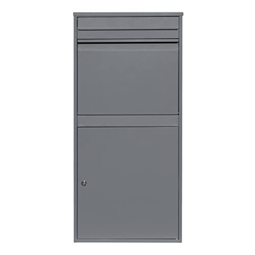 XL Paketkasten Paketbox Anti-Diebstahl Paketbriefkasten Grau Postbox Postkasten Stahl Abschlißbar 2 Schlüssel Paket Lieferung Wandmontage Scanbarer Barcode GRATIS Schraubenzieher Befestigungssatz von Monster Shop