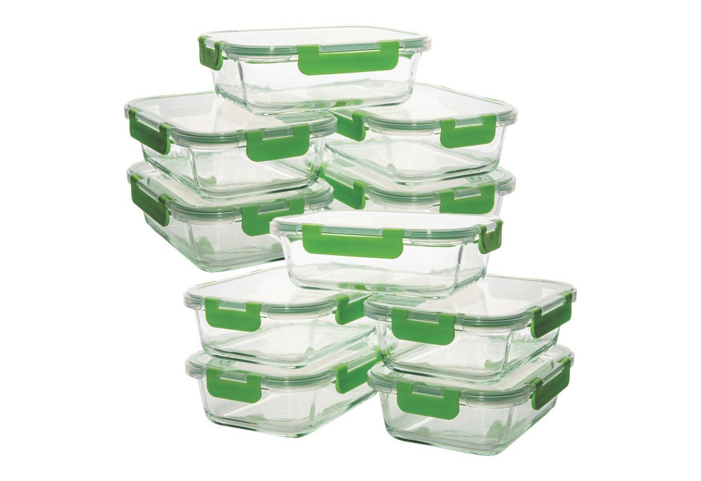 Monster24 Frischhaltedose Vorratsdosen Lunchbox, Borosilikatglas, (Set, 20-tlg., 10 Glasbehälter und 10 Deckel) von Monster24