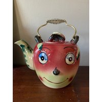 Vintage Anthropomorph Tilso ? Apfel Teekanne Mit Drahtgriff von MonsterRelics