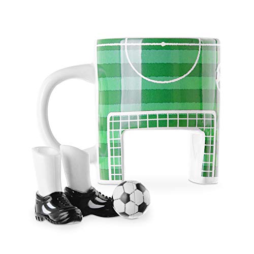 Monsterzeug Fußball Tasse Set, Keramikbecher Fussballtasse mit Fingerschuhen und Ball, Soccer Kaffeebecher aus Keramik von Monsterzeug