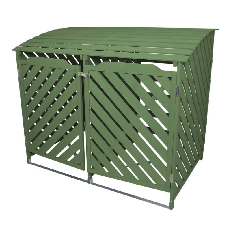 Monstershop Mülltonnenbox Garten 2er Tonne Holz  Salbeigrün von Monstershop