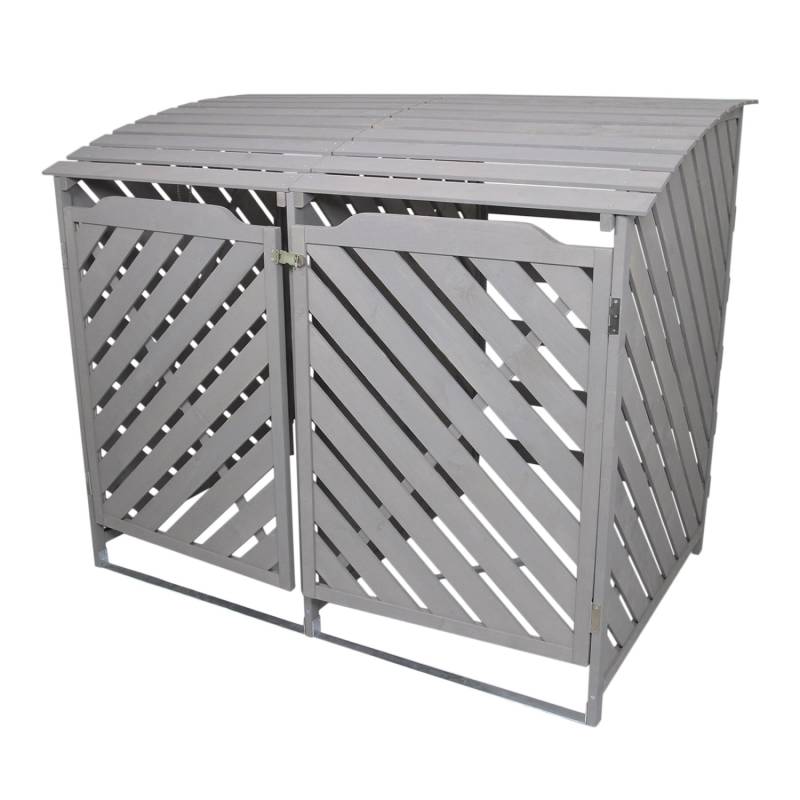 Monstershop Mülltonnenverkleidung 2er Tonnen 240L Holz grau gewaschen von Monstershop