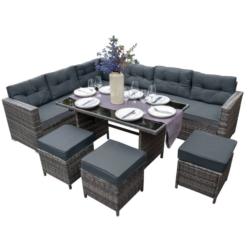 Monstershop Polyrattan Gartenmöbel Set Grau von Monstershop