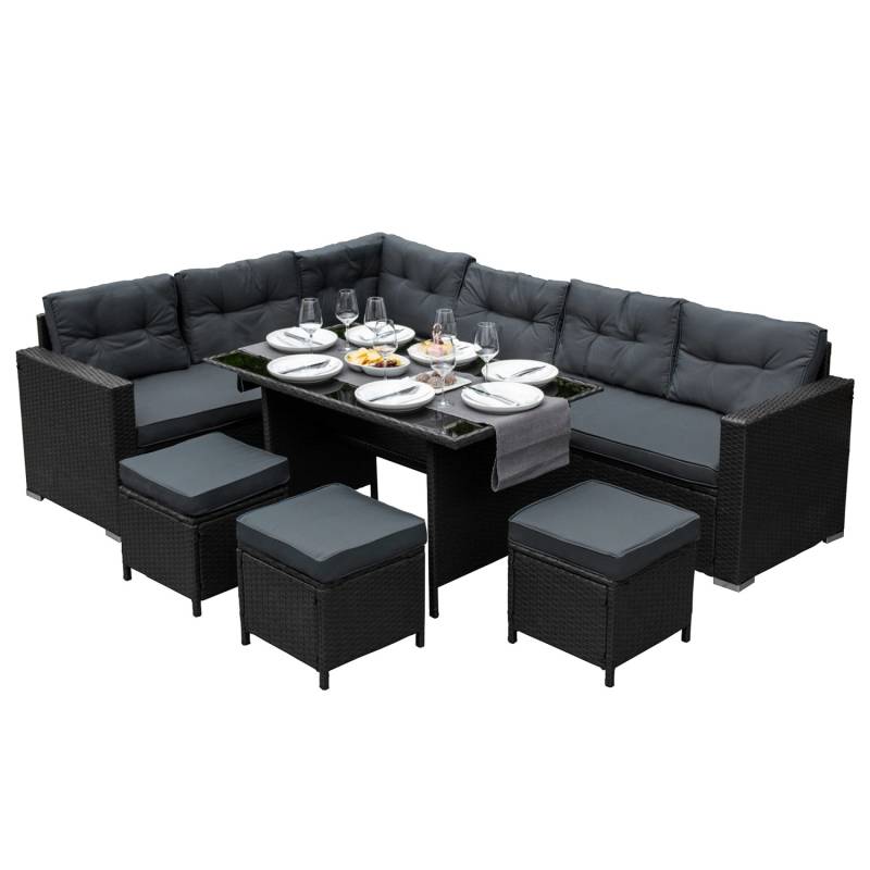 Monstershop Polyrattan Gartenmöbel Set Schwarz von Monstershop