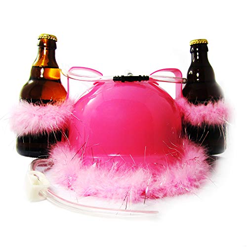 Monsterzeug Glitzer Bierhelm mit Trinkschlauch und Flaschenhalter, Baurbeiter Helm mit Puscheln, Getränkehalter, Trinksystem, Pink Monsterzeug Glitzer Bierhelm mit Trinkschlauch und Flaschenhalter, Baurbeiter Helm mit Puscheln, Getränkehalter, Trinksystem, Pink von Monsterzeug