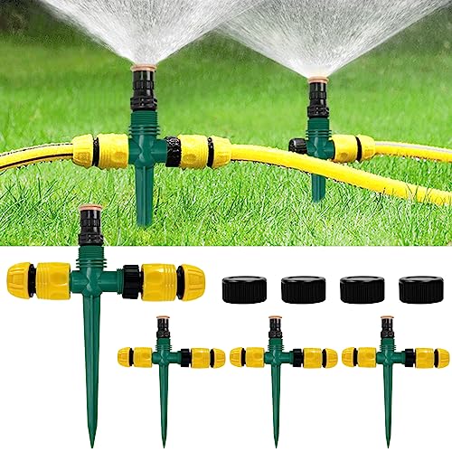 Monsully 4 Stück Rasensprenger 360 Grad Drehbares Wasser Sprinklersystem, Einstellbar Automatische Bewässerungssystem Multifunktion Garten Sprinkler für Garten Rasen Pflanzen Blumen Pastorale von Monsully
