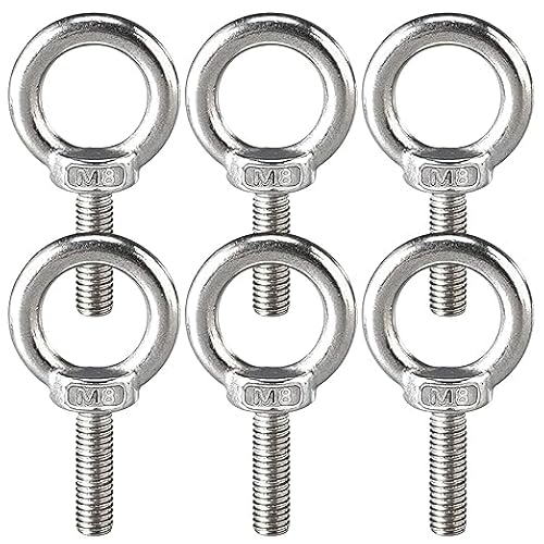 Monsully 6 Stück Ringschraube M8x30mm Ösenschrauben, 304 Edelstahl Augenschraube, Ringschraube mit Gewinde, Ringschraube Edelstahl, für Befestigungstechnik, Verschiedene Technische Hebevorrichtungen von Monsully