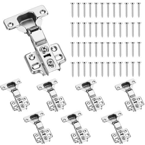 Monsully 8 Stück Eckanschlag Soft Close Scharniere, CLIP-ON-Platte für Einfache Installation, Topf-Bohrabstand 48mm, Rahmenlose Europäische Verdeckte Schrankscharniere für Küchenschranktüren von Monsully
