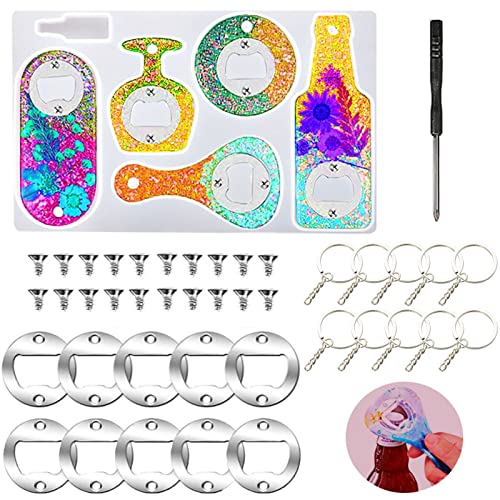 Monsully Flaschenöffner Silikonformen, Flaschenöffner Epoxidharz Formen mit 10 Karabiner Schlüsselanhängern DIY Epoxid Harzformen Zubehör, für Kunsthandwerk Monsully Flaschenöffner Silikonformen, Flaschenöffner Epoxidharz Formen mit 10 Karabiner Schlüsselanhängern DIY Epoxid Harzformen Zubehör, für Kunsthandwerk von Monsully