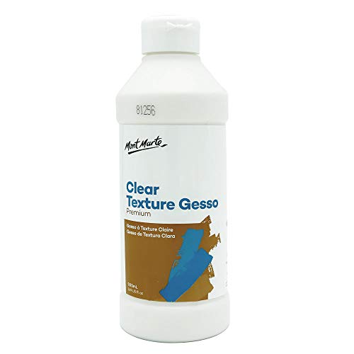 MONT MARTE Premium Clear Texture Gesso 500 ml, geeignet für Acrylfarbe, Ölfarbe, Farbstifte, Pastellfarben, Graphit und Kohle von Mont Marte