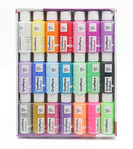 Mont Marte Crafters Acrylfarbe für Kunst- und Bastelarbeiten, 21 Stück, 60 ml, ideal für Anfänger, Studenten und Bastelaktivitäten von Mont Marte