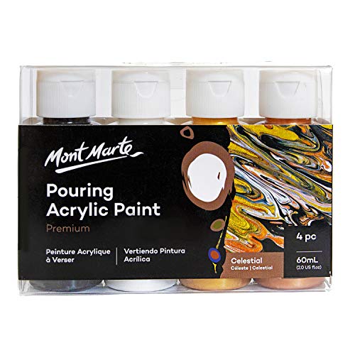 Mont Marte Pouring Set Celestial – 4 Stück x 60ml – Acryl Pouring – Premium Acrylfarben mit Pouring Medium vorgemischt – Verschiedene Farben von Mont Marte