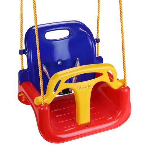 Montafox Kinderschaukel Babyschaukel 3 in 1 verstellbar mitwachsend Kinder Schaukel mit Rückenlehne Anschnallgurt, Farbe:bunt Montafox Kinderschaukel Babyschaukel 3 in 1 verstellbar mitwachsend Kinder Schaukel mit Rückenlehne Anschnallgurt, Farbe:bunt von Montafox