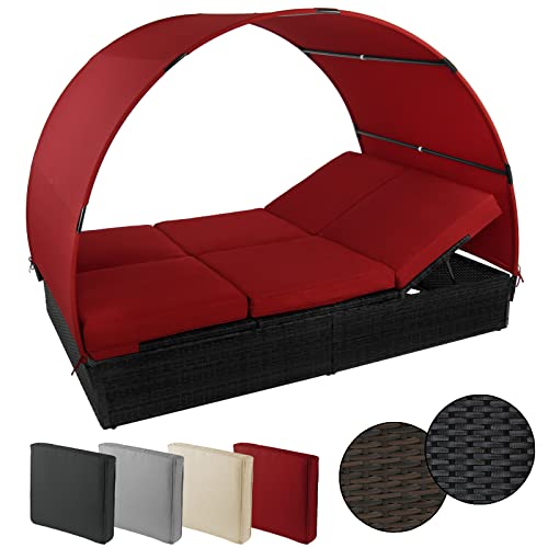 Montafox Sonnenliege Poly Rattan Doppelbett 200 x 140 cm Gartenliege 10cm Auflagen Dach Sonnendach Rücken/Fußelemente Verstellbar Doppelliege, Farbe:Titan-Schwarz/Abendsonne Montafox Sonnenliege Poly Rattan Doppelbett 200 x 140 cm Gartenliege 10cm Auflagen Dach Sonnendach Rücken/Fußelemente Verstellbar Doppelliege, Farbe:Titan-Schwarz/Abendsonne von Montafox