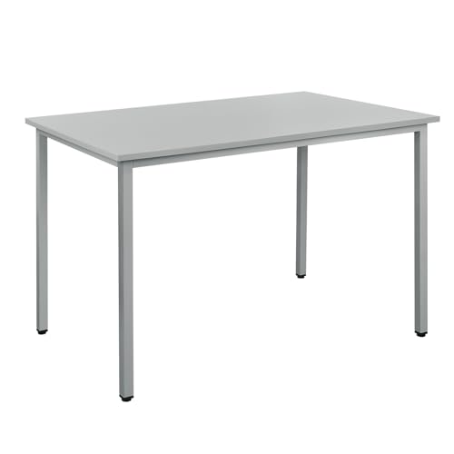 Montafox Tisch 110 x 70 cm Schreibtisch Mehrzwecktisch Tragkraft 200 kg Metallgestell Holz grau einfache Montage Arbeitstisch Bürotisch Küchentisch Esstisch von Montafox